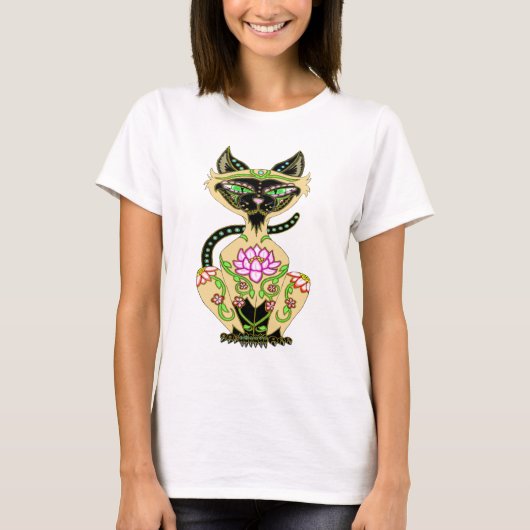 Siamese kat Sugar Skull T-shirt (Voorkant)