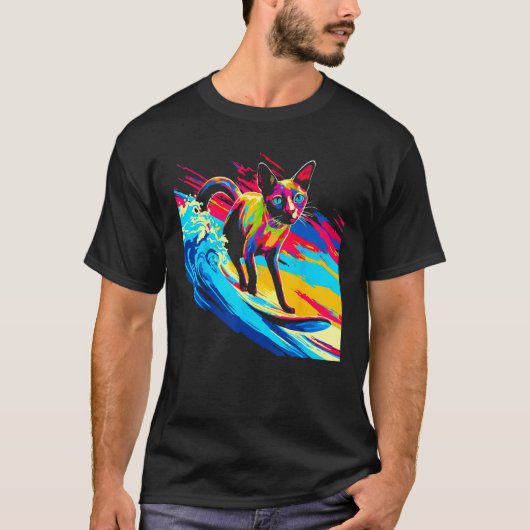 Siamese Kat Surfen T-shirt (Voorkant)
