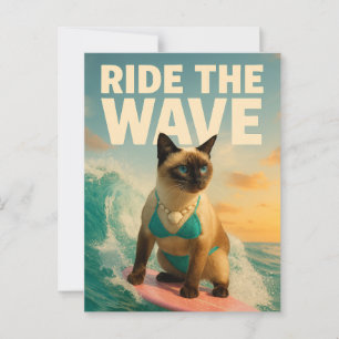 Siamese kat surft  briefkaart
