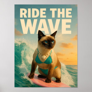 Siamese kat surft poster