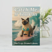 Siamese kat surft, vang me als je kan kaart (Staand voorkant)
