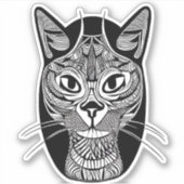 Siamese Kat Tattoo Patroon in Zwart-Wit Sticker (Voorkant)