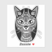 Siamese Kat Tattoo Patroon in Zwart-Wit Sticker (Vel)
