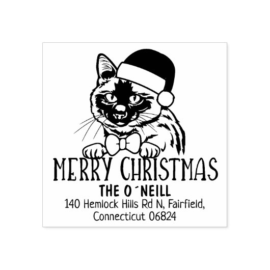 Siamese kat terug adres kerst rubberstempel (Afrduk)