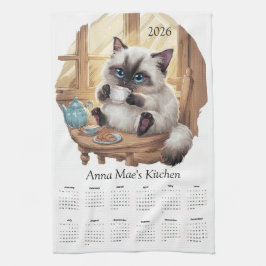 Siamese Kat & Theetijd Keukenhanddoek Kalender