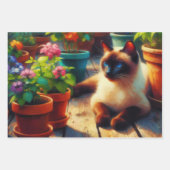 Siamese Kat Tuin Olieverfschilderij Decoupage Inpakpapier Vel (Voorkant)