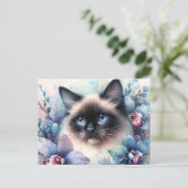 Siamese Kat Tussen Orchideeën Briefkaart (Staand voorkant)