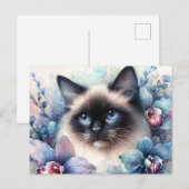 Siamese Kat Tussen Orchideeën Briefkaart (Voorkant / Achterkant)
