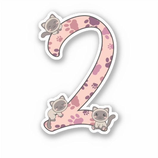 Siamese kat tweede verjaardag voor katten bij kind sticker (Voorkant)