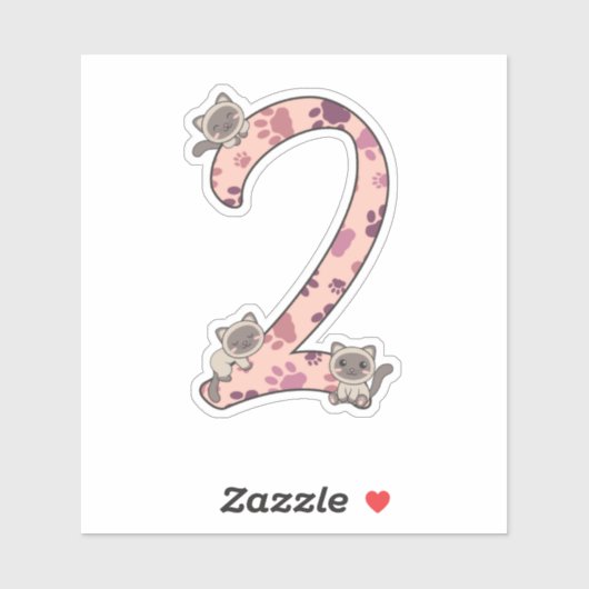 Siamese kat tweede verjaardag voor katten bij kind sticker (Vel)