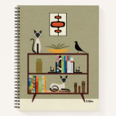 Siamese kat uit het midden van de eeuw op boekenka notitieboek (Voorkant)