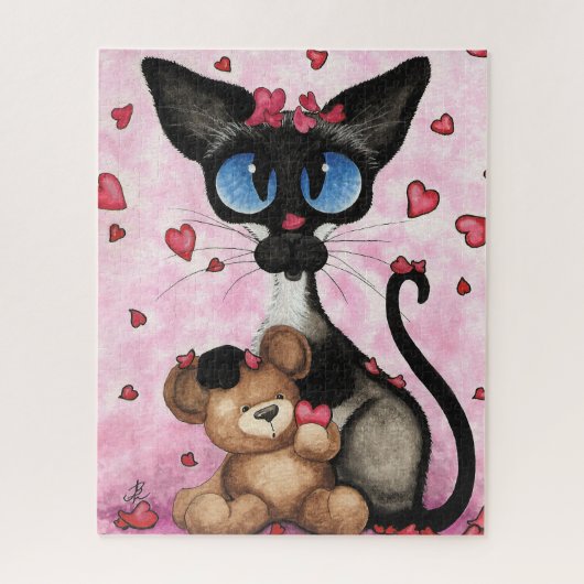 Siamese Kat Valentijnsdag door Bihrle Legpuzzel (Verticaal)