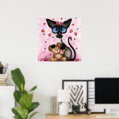 Siamese Kat Valentijnsdag door Bihrle Poster (Thuiskantoor)