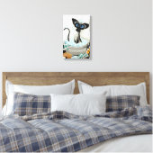 Siamese kat van BihrLe Bath Canvas Art Print (Insitu (Slaapkamer))