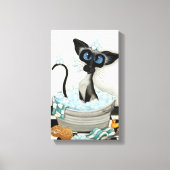 Siamese kat van BihrLe Bath Canvas Art Print (Voorkant)