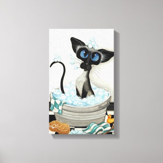 Siamese kat van BihrLe Bath Canvas Art Print (Voorkant)