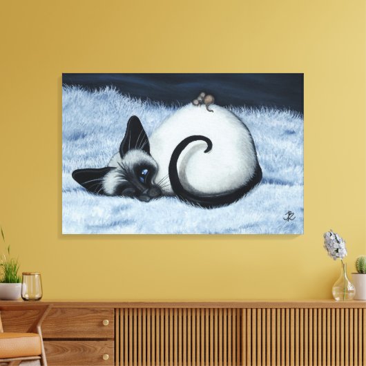 Siamese kat van BihrLe Canvas Art Print (Insitu (Woonkamer))