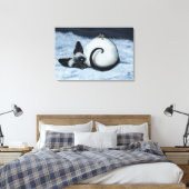 Siamese kat van BihrLe Canvas Art Print (Insitu (Slaapkamer))