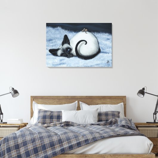 Siamese kat van BihrLe Canvas Art Print (Insitu (Slaapkamer))