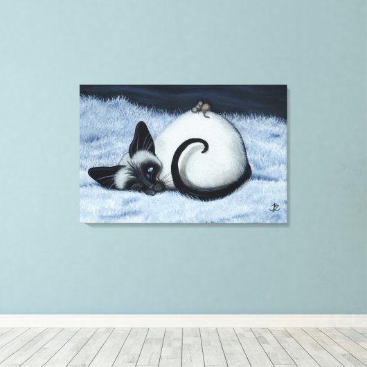 Siamese kat van BihrLe Canvas Art Print (Insitu (Houten vloer))