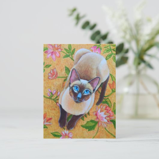 Siamese Kat van het Punt van de chocolade op Briefkaart (Staand voorkant)