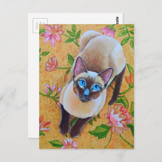 Siamese Kat van het Punt van de chocolade op Briefkaart (Voorkant / Achterkant)