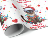 Siamese kat verpakt in kerstverlichting cadeaupapier (Rol Hoek)