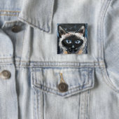 Siamese kat vierkante button 5,1 cm (In situ)