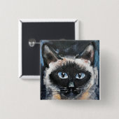 Siamese kat vierkante button 5,1 cm (Voorkant /achterkant)