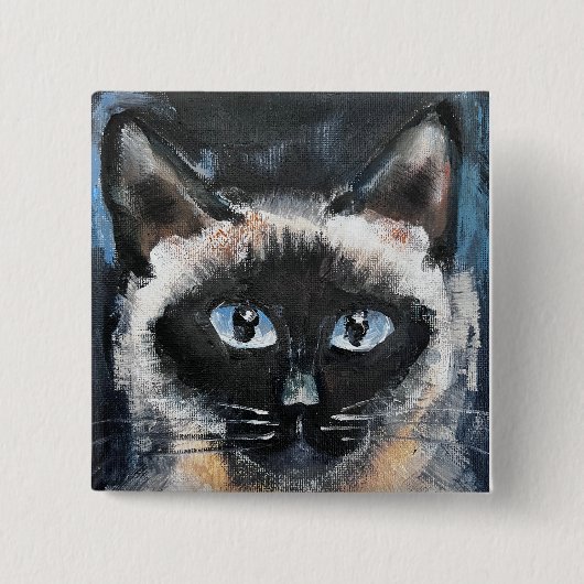 Siamese kat vierkante button 5,1 cm (Voorkant)
