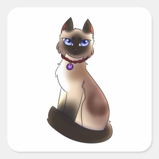 Siamese kat vierkante sticker (Voorkant)