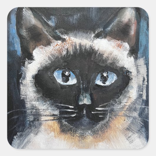 Siamese kat vierkante sticker (Voorkant)