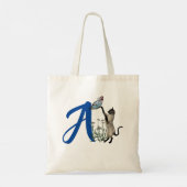 Siamese Kat Vlinder Cute Monogram Initiaal A Tote Bag (Achterkant)