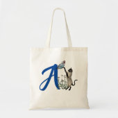 Siamese Kat Vlinder Cute Monogram Initiaal A Tote Bag (Voorkant)