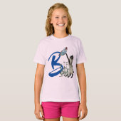 Siamese Kat Vlinder Cute Monogram Initiaal B T-shirt (Voorkant volledig)
