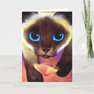 Siamese kat vlinder grillige schilderkunst kaart