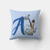Siamese Kat Vlinder Monogram Initiaal A Kussen (Achterkant)