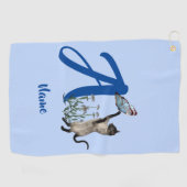 Siamese Kat Vlinder Monogram Initiaal A Naam Golfhanddoek (Horizontaal)