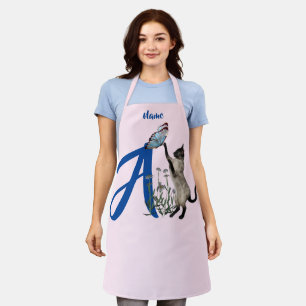 Siamese Kat Vlinder Monogram Initiaal A Naam Schort