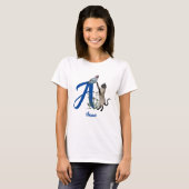Siamese Kat Vlinder Monogram Initiaal A Naam T-shirt (Voorkant volledig)