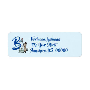 Siamese Kat Vlinder Monogram Initiaal B Adres Etiket
