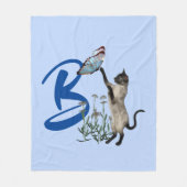 Siamese Kat Vlinder Monogram Initiaal B Fleece Deken (Voorkant)