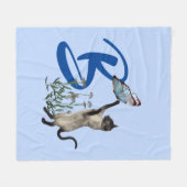 Siamese Kat Vlinder Monogram Initiaal B Fleece Deken (Voorkant (Horizontaal))