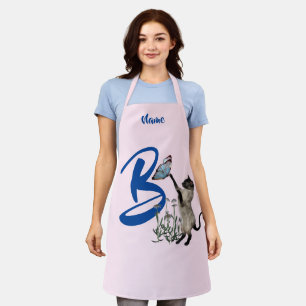 Siamese Kat Vlinder Monogram Initiaal B Naam Schort