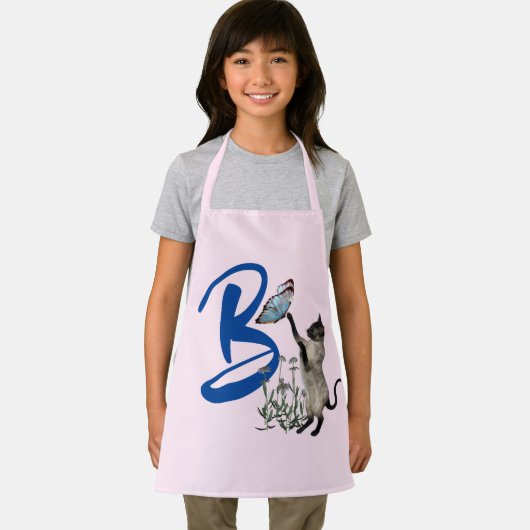 Siamese Kat Vlinder Monogram Initiaal B Schort (Insitu)
