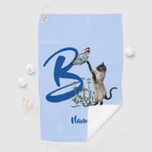 Siamese Kat Vlinder Monogram Initiaal B Uw Naam Golfhanddoek (Insitu)