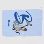 Siamese Kat Vlinder Monogram Initiaal B Uw Naam Golfhanddoek (Horizontaal)