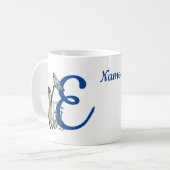 Siamese Kat Vlinder Monogram Initiaal E Naam Koffiemok (Voorkant links)