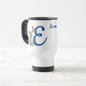 Siamese Kat Vlinder Monogram Initiaal E Naam Reisbeker (Voorkant links)