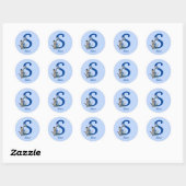Siamese Kat Vlinder Monogram Initiaal S Naam Ronde Sticker (Vel)
